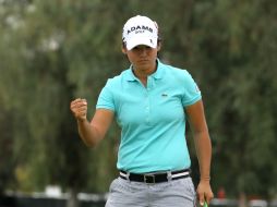 La golfista taiwanesa, Yani Tseng, celebra su birdie en el hoyo 10. AFP  /