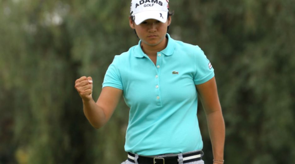 La golfista taiwanesa, Yani Tseng, celebra su birdie en el hoyo 10. AFP  /