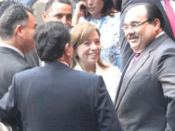 Josefina Vázquez Mota, líder de la bancada panista en San Lázaro, platica con Jorge Carlos Ramírez Marín. EL UNIVERSAL  /