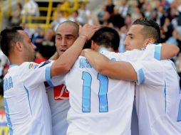 El equipo del Napoli festejando su victoria. AFP  /