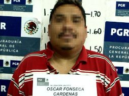 Óscar Fonseca Cárdenas, alias “El Tatoo”, detenido por presunta responsabilidad de los delitos de delincuencia organizada. ESPECIAL  /
