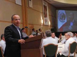El Presidente Calderón habló ante empresarios de Coahuila. EL UNIVERSAL  /