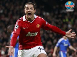 Javier 'Chicharito' Hernández tras concretar su anotación en el duelo ante el Chelsea. AP  /