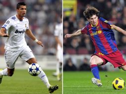 Cristiano Ronaldo recibe a Lionel Messi en busca de la victoria. AFP  /