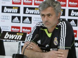 José Mourinho durante la conferencia de prensa emitida después del entrenamiento del Real Madrid. EFE  /