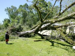Una persona evalúa los daños causados a su casa tras el paso de un tornado por el condado de Washington. EFE  /