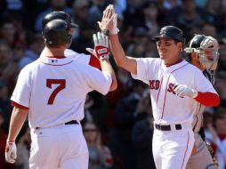 Jacoby Ellsbury, celebra el jonrón de tres carreras durante el partido ante el Toronto Blue Jays. AP  /