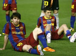 Los jugadores del equipo 'blaugrana' tras la derrota en la final de la Copa Rey. AP  /