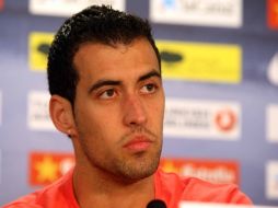 Sergio Busquets durante rueda de prensa. ESPECIAL TOMADA DEL SITIO OFICIAL DEL CLUB  /