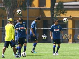 Los jugadores del América en una sesión de preparación física. MEXSPORT  /