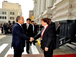 El acuerdo México-Perú se da en la visita de Felipe Calderón a Perú. NOTIMEX  /