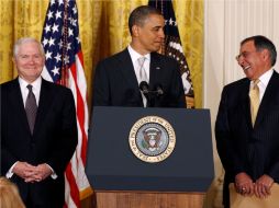 Barack Obama durante la reestructuración de su equipo de seguridad. REUTERS  /
