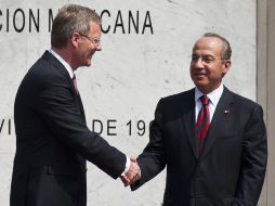 El presidente alemán se reunió hoy con Calderón en Los Pinos. AFP  /
