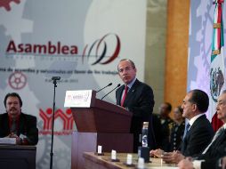 El Presidente Felipe Calderón durante la clausura de la Asamblea 100 del Infonavit, en Los Pinos. NTX  /