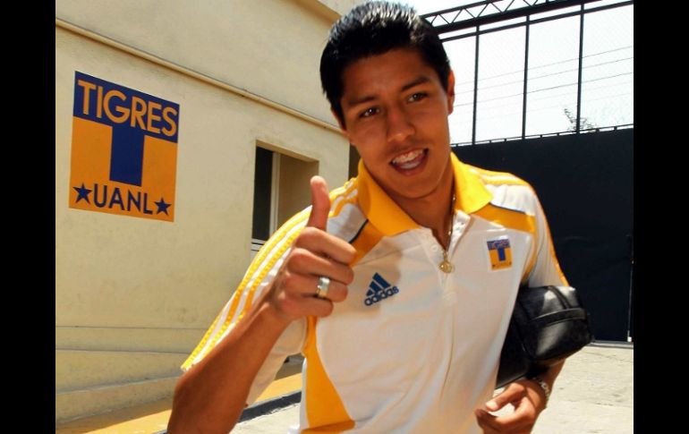 Hugo Ayala de Tigres, durante una sesión de entrenamiento con el club. MEXSPORT  /