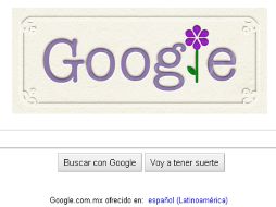 Muestra un cuadro con algunos remates decorativos con la palabra Google y reemplazando la letra 'I' por una flor morada. ESPECIAL  /