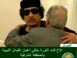 Primera aparición de Gaddafi desde la muerte de su hijo. EFE  /