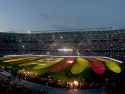 Vista general del estadio Camp Nou para la celebración del título de la Liga del Barcelona. EFE  /