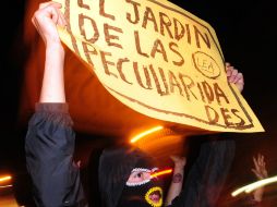 Un joven se manifiesta en Santiago contra la construcción de la planta. EFE  /