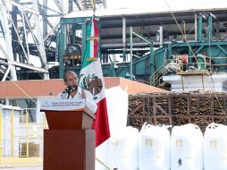 En gira por Veracruz, el Mandatario inauguró en Tres Valles una planta de cogeneración de energía. NTX  /