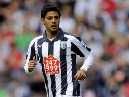 Carlos Vela festejando en un partido con el West Bromwich. MEXSPORT  /
