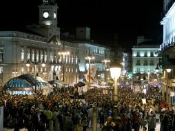 Miles de personas se maniestan en Madrid . La Junta Electoral Central declaró ilegales las protestas del 21 y 22 de mayo. EFE  /