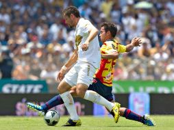 El delantero de Pumas, Dante López, durante la final del Torneo Clausura ante Morelia. MEXSPORT  /