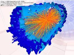 La materia fue creada por la colision de iones de plomo en el Gran Colisionador de Hadrones. CMS.WEB  /