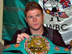 Saúl 'Canelo' Alvarez, campeón mundial superwelter del CMB ya trabaja para su pelea en la Arena VFG. MEXSPORT  /
