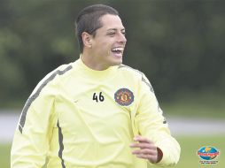 Javier ''Chicharito'' Hernández, durante el entrenamiento de ayer en Manchester. GETTY IMAGES SPORT  /