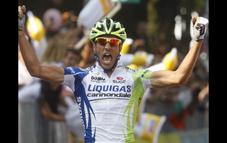 Eros Capecchi al llegar a la meta del episodio 18 del Giro de Italia. REUTERS  /