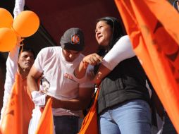 La candidata presidencial peruana por el partido Fuerza 2011, Keiko Fujimori participa durante un mitin. EFE  /