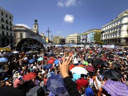 Vista de los manifestantes en la Puerta del Sol de Madrid. AFP  /