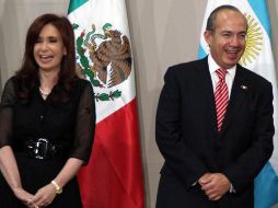 Los presidentes de México, Felipe Calderón, y Argentina, Cristina Fernández, firmaron varios acuerdos bilaterales. EL UNIVERSAL  /