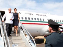 El Presidente llega a Guaymas acompañado de su esposa Margarita Zavala. NTX  /