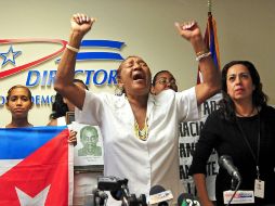 Reina Luisa Tamayo, madre de Orlando Zapata, durante la conferencia de prensa en la ciudad de Miami. EFE  /