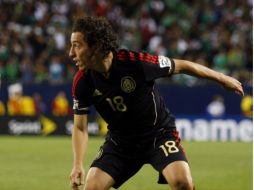 Andrés Guardado con la Selección mexicana en el choque ante Costa Rica. AFP  /