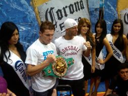 El boxeador tapatío 'Canelo' Álvarez durante rueda de prensa.R.VELÁZQUEZ  /