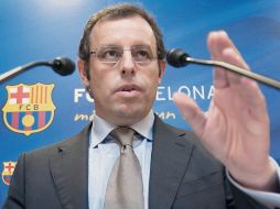 Sandro Rosell, presidente del Barcelona, ofreció una rueda de prensa. EFE  /