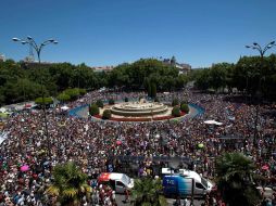 La madrileña plaza de Neptuno, a unos metros del Congreso de los Diputados, fue escenario de todas las concentraciones. AP  /