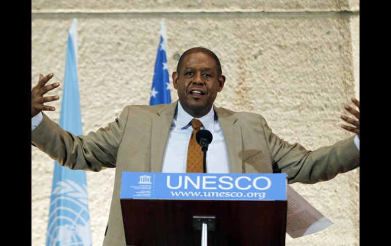 Whitaker pronuncia un discurso luego de ser nombrado embajador de buena voluntad de la Unesco. AFP  /
