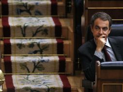 José Luis Rodríguez Zapatero durante la sesión en el Congreso Español. REUTERS  /