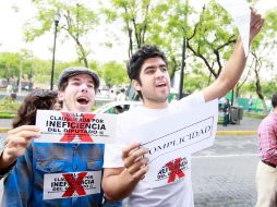 Aspecto de la movilización de esta mañana en el Congreso, a cargo de distintas organizaciones civiles. E. PACHECO  /