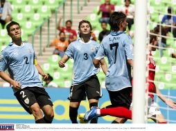Jugadores de la selección de Uruguay, durante partido de Mundial Sub-17. MEXSPORT  /
