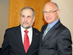 Lara Castro se reunió en la cancillería con el ministro de Comercio Internacional de Canadá, Edward Fast. NTX  /