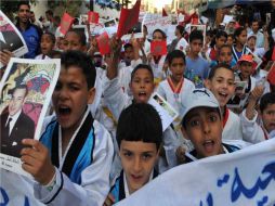 Los niños se sumaron a las protestas en las calles de Rabat. AFP  /