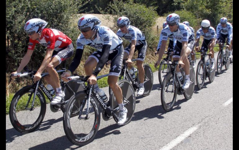 Saxo Bank en una sesión de entrenamiento del viernes 01 de Julio. EFE  /