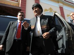 El presidente de Bolivia, Evo Morales llega a los festejos del Bicentenario de Independencia de Venezuela. AFP  /