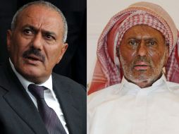 Alí Abdulá Saleh meses antes de sufrir un ataque en Yemen (izq.) y cómo luce hoy, con ocho cirugías por las quemaduras. EFE  /