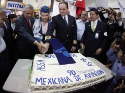 Aspecto de la celebración del 90 aniversario de Mexicana de Aviación. EL UNIVERSAL  /